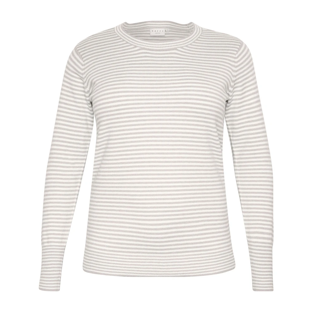 Kaffe Curve Gestreepte Gebreide Trui Pullover Sweater Gray Dames