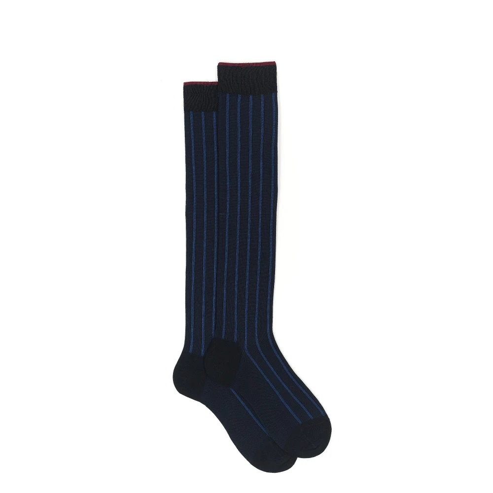 Gallo Blauwe katoenen lange sokken twin ribbel Multicolor Heren