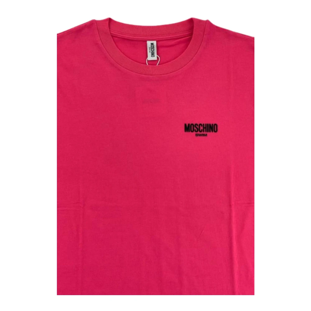 Moschino Heren Logo Swim T-Shirt Pink Heren
