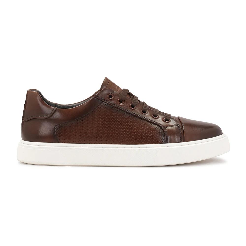 Kazar Bruine casual sneakers met perforaties Heren Schoenen