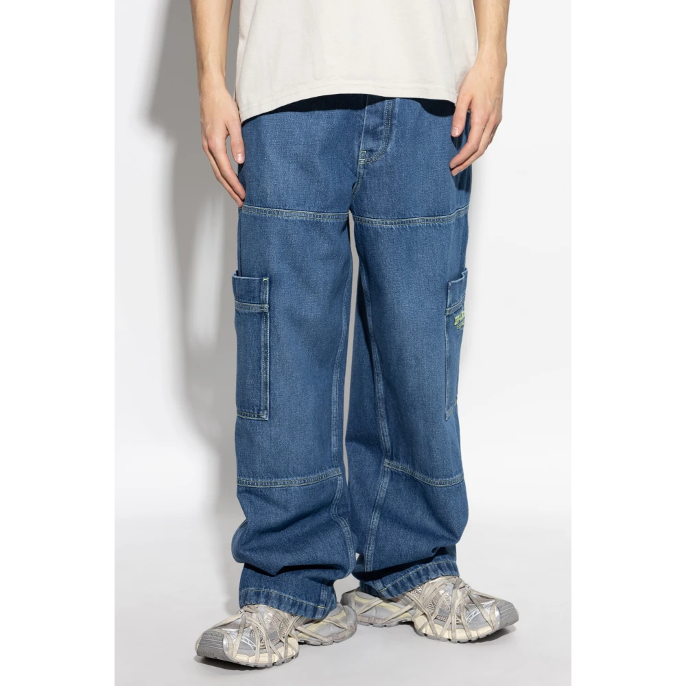 Off White Jeans met zakken Blue Heren