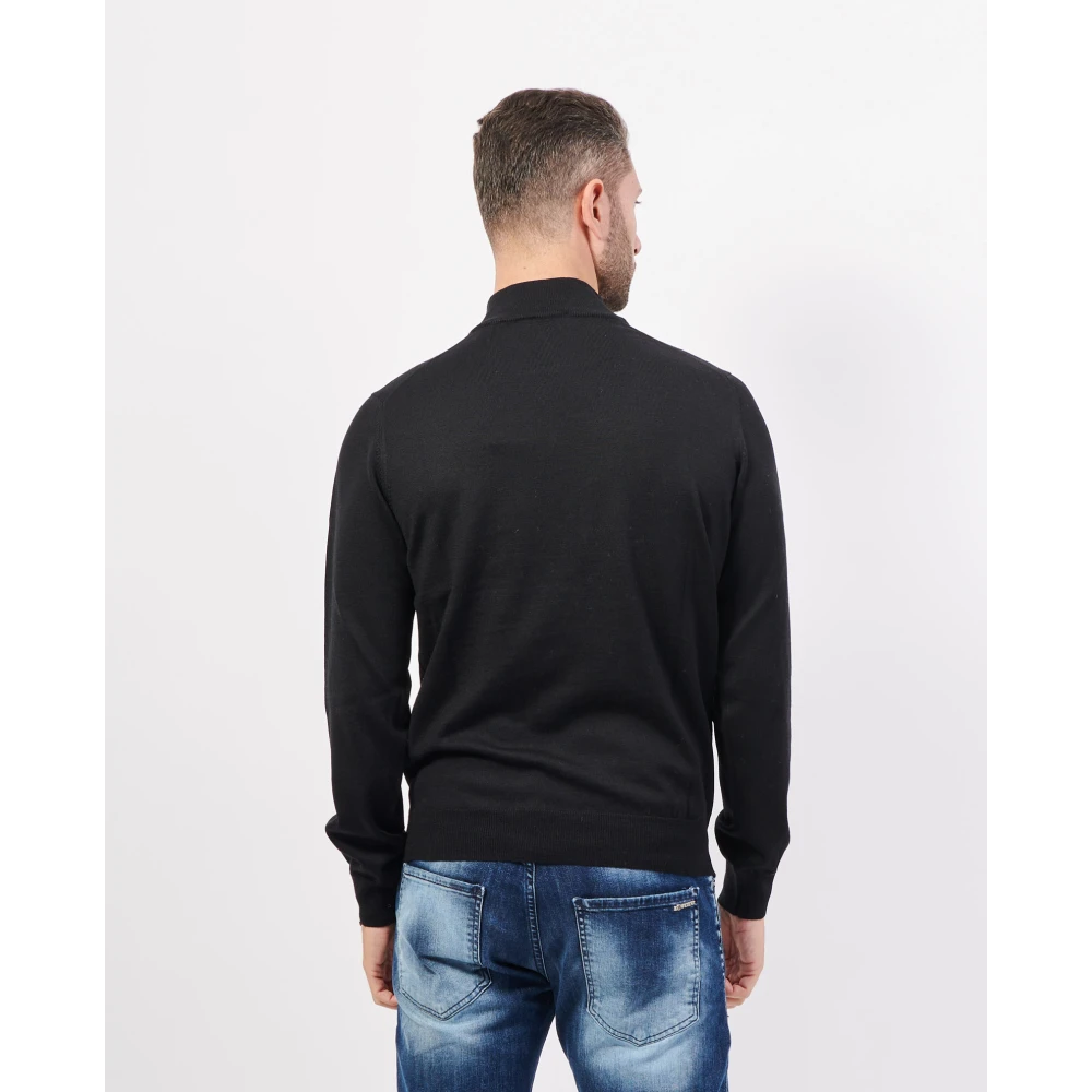 Gran Sasso Zwarte Merinowol Coltrui Trui Black Heren