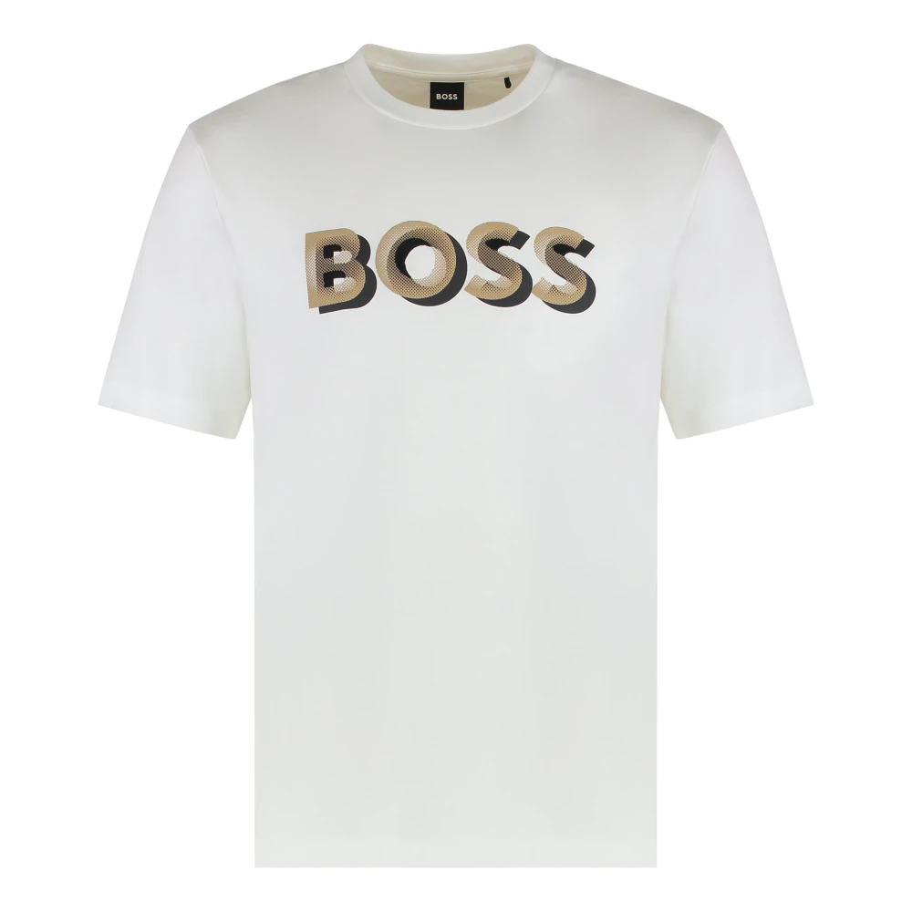 Hugo Men's White T-Shirt In Cotton With Contrast Logo