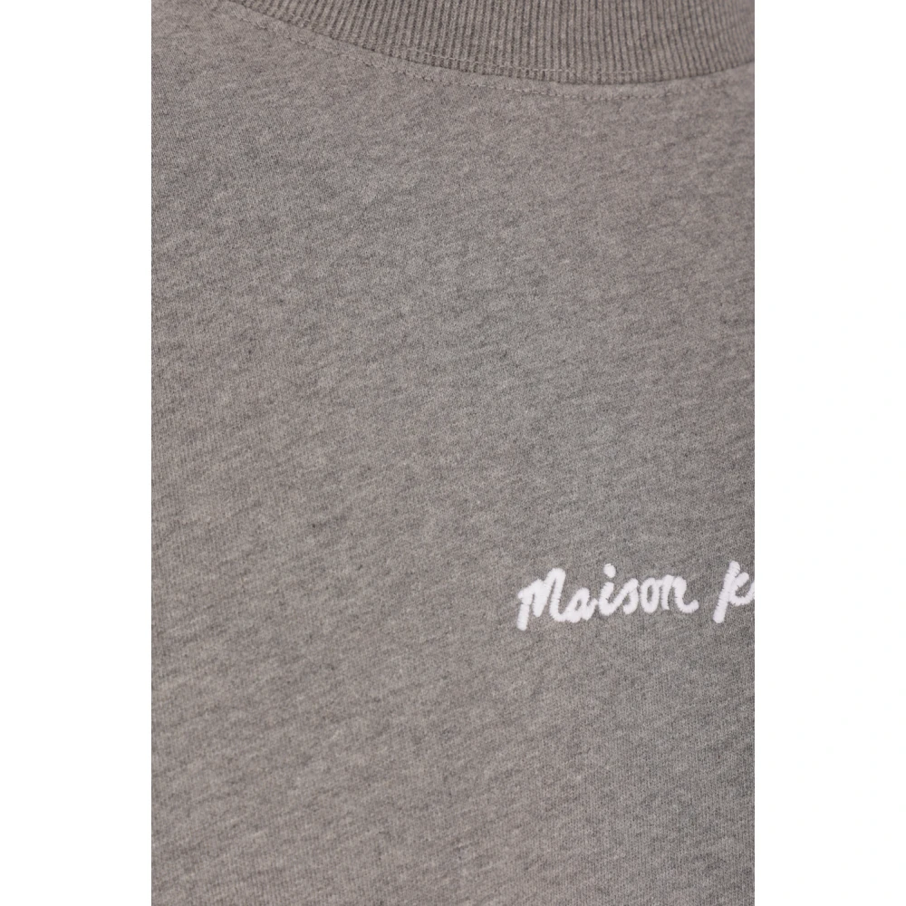Maison Kitsuné Grijze Oversized Katoenen Trui met Borduursel Gray Heren