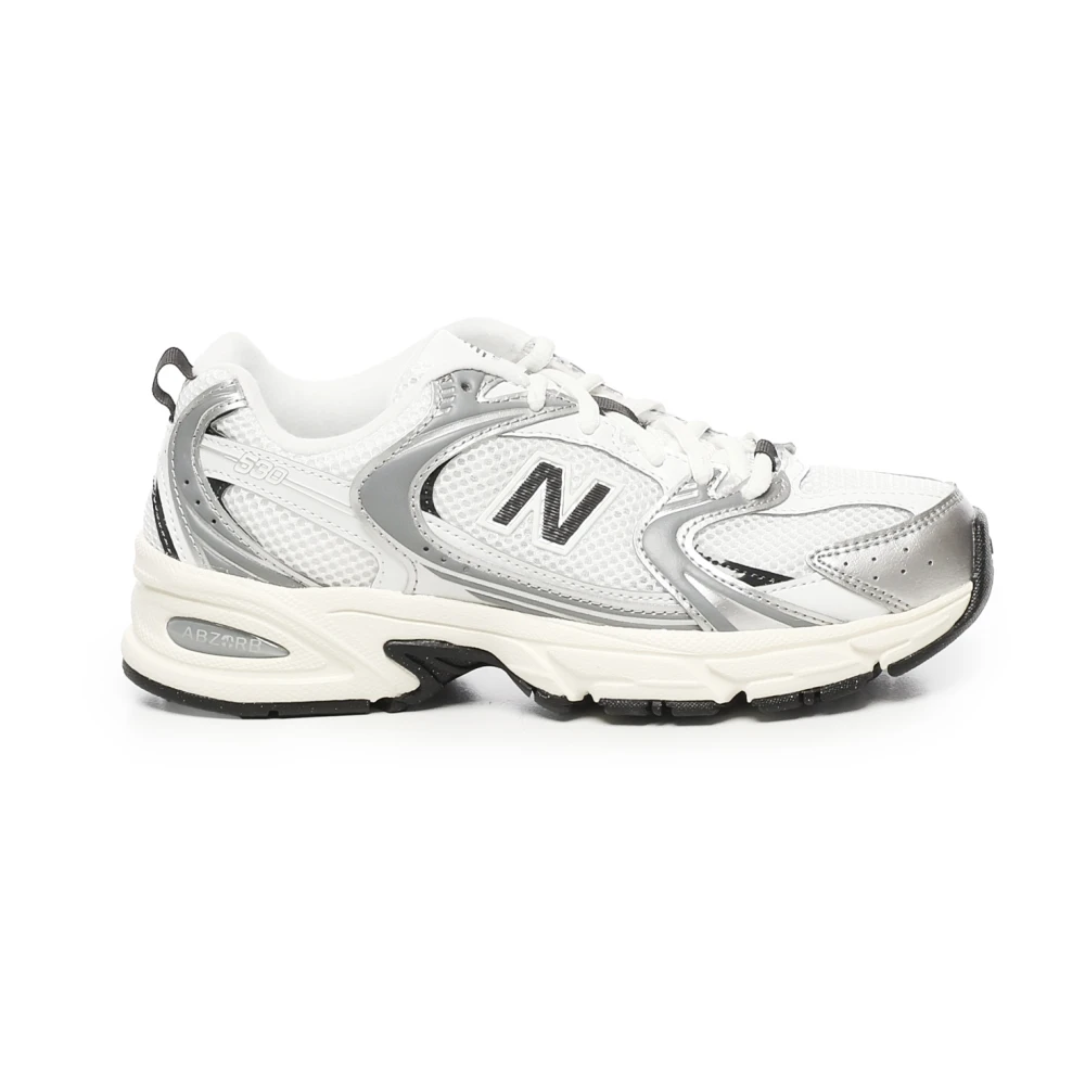 New Balance Men's Gray Silver Mesh Trainers With Synthetic Coating Size 9