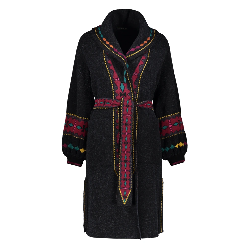 ETRO Cardigan met jacquardmotief en riem Black Dames