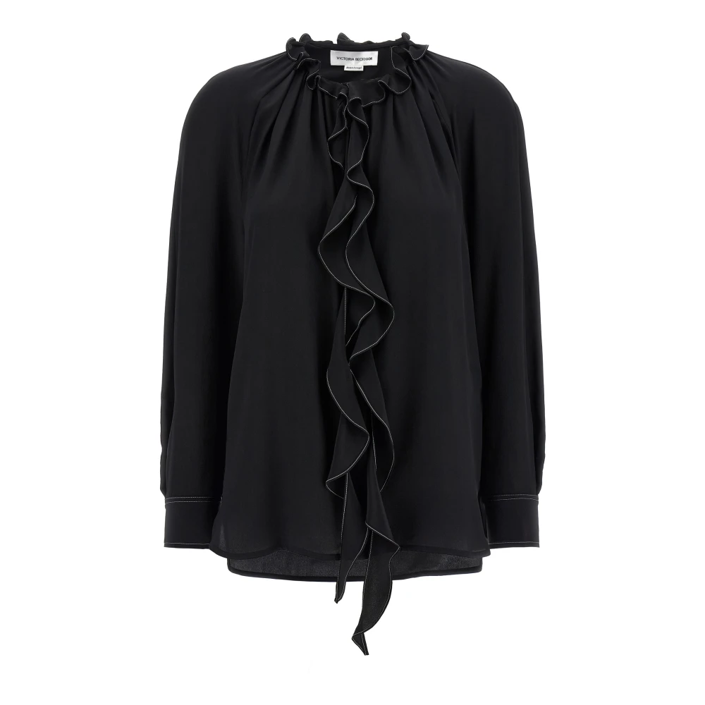 Victoria Beckham Women's Black Ruffle Blouse