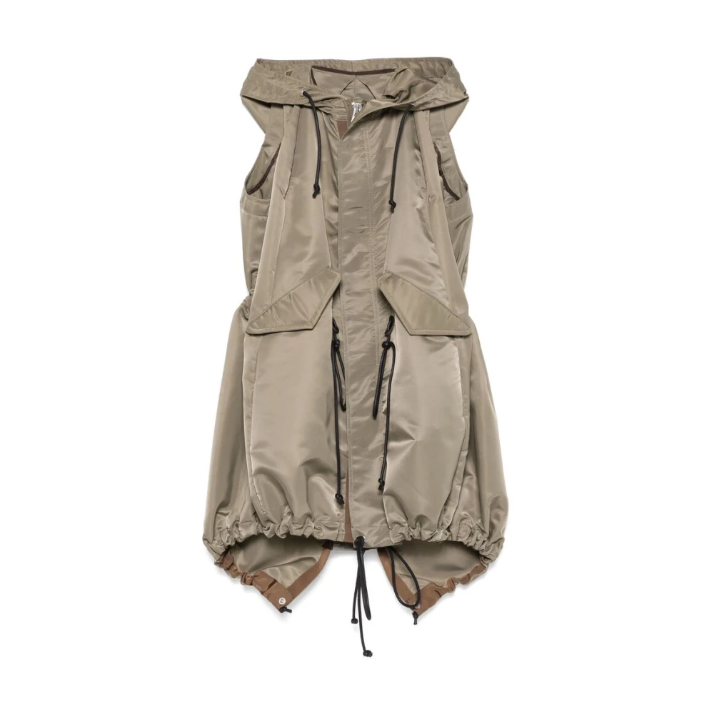 Sacai Khaki Utility Jack met Trekkoord Taille Green Dames