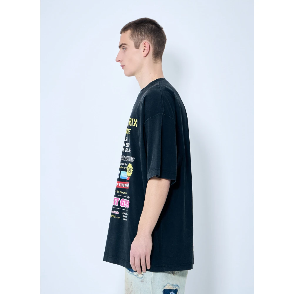 Vetements Grafische Print Oversized T-shirt Katoenen Jersey Black Heren
