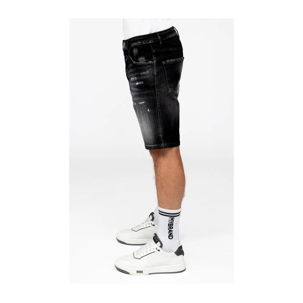 My Brand Zwarte Distressed Denim Shorts Black Heren
