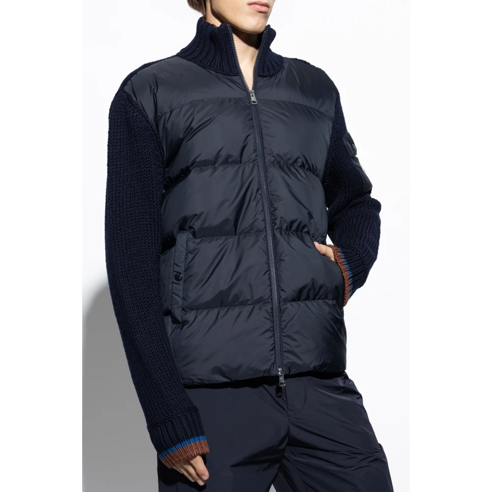 Moncler Cardigan met gewatteerde voorkant Blue Heren