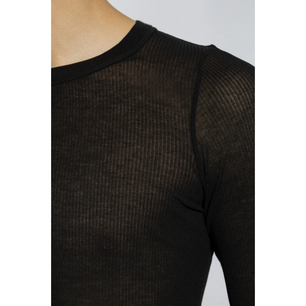 Rick Owens Rib T-shirt with long sleeves Black Heren