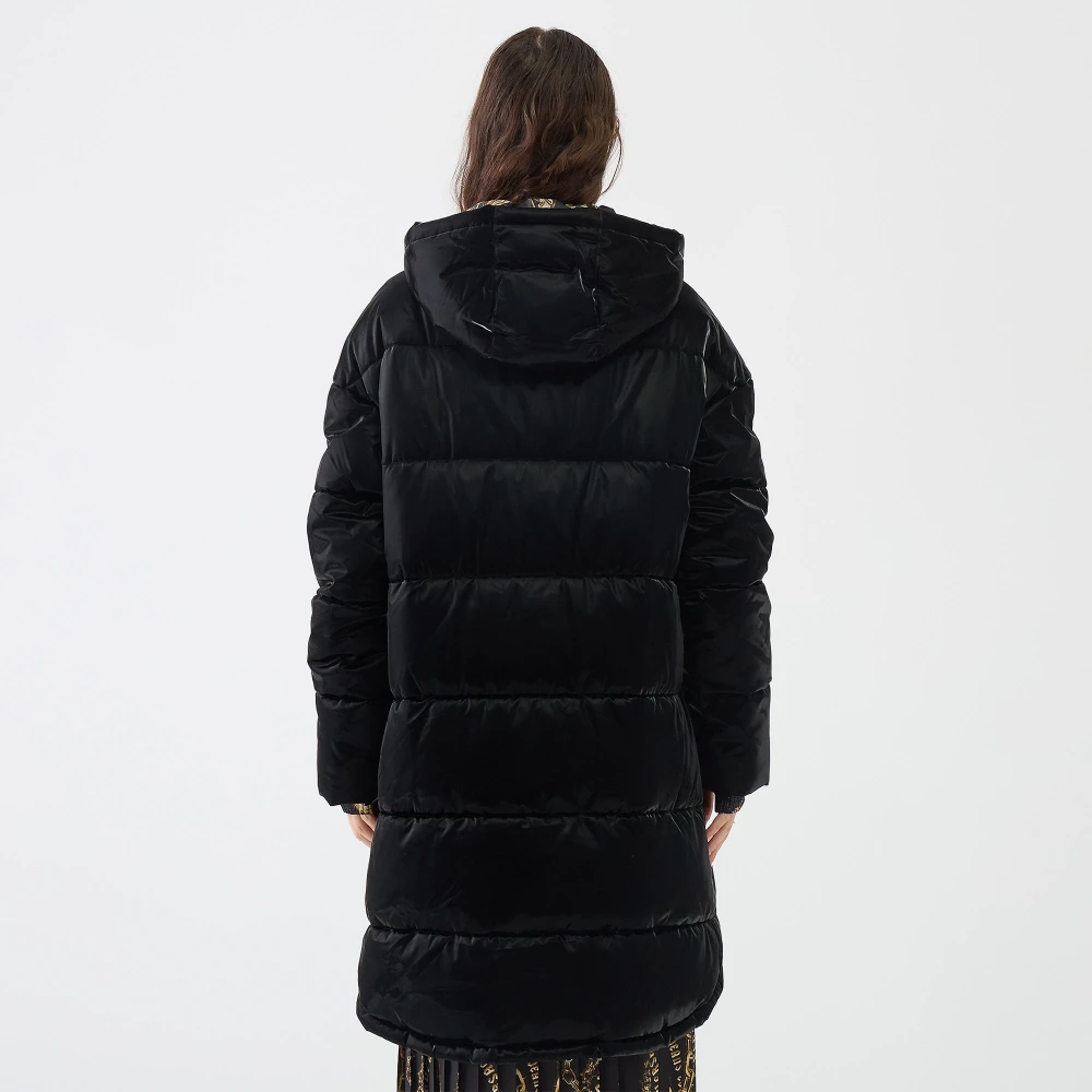 Versace Jeans Couture Glanzende midi pufferjas Black Dames
