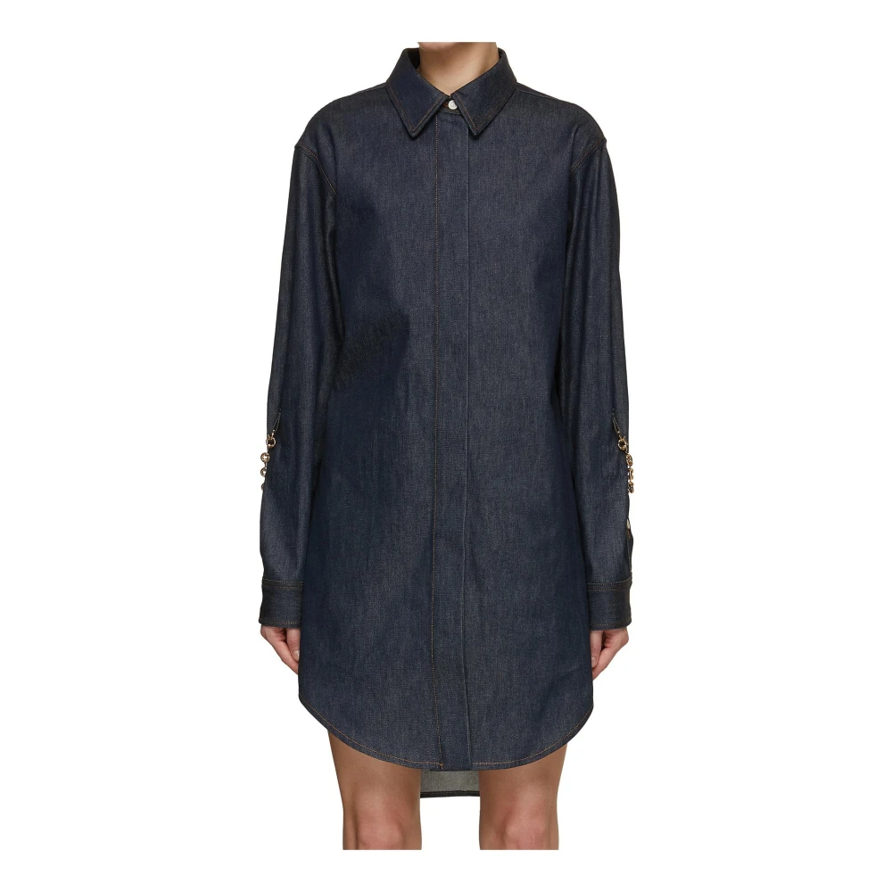 Loewe Blauwe Denim Overhemdjurk met Kettingen Blue Dames