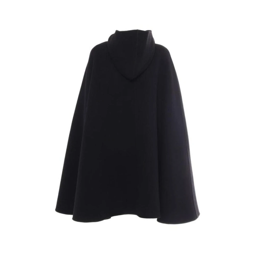 Fabiana Filippi Zwarte wollen cape met capuchon Black Dames