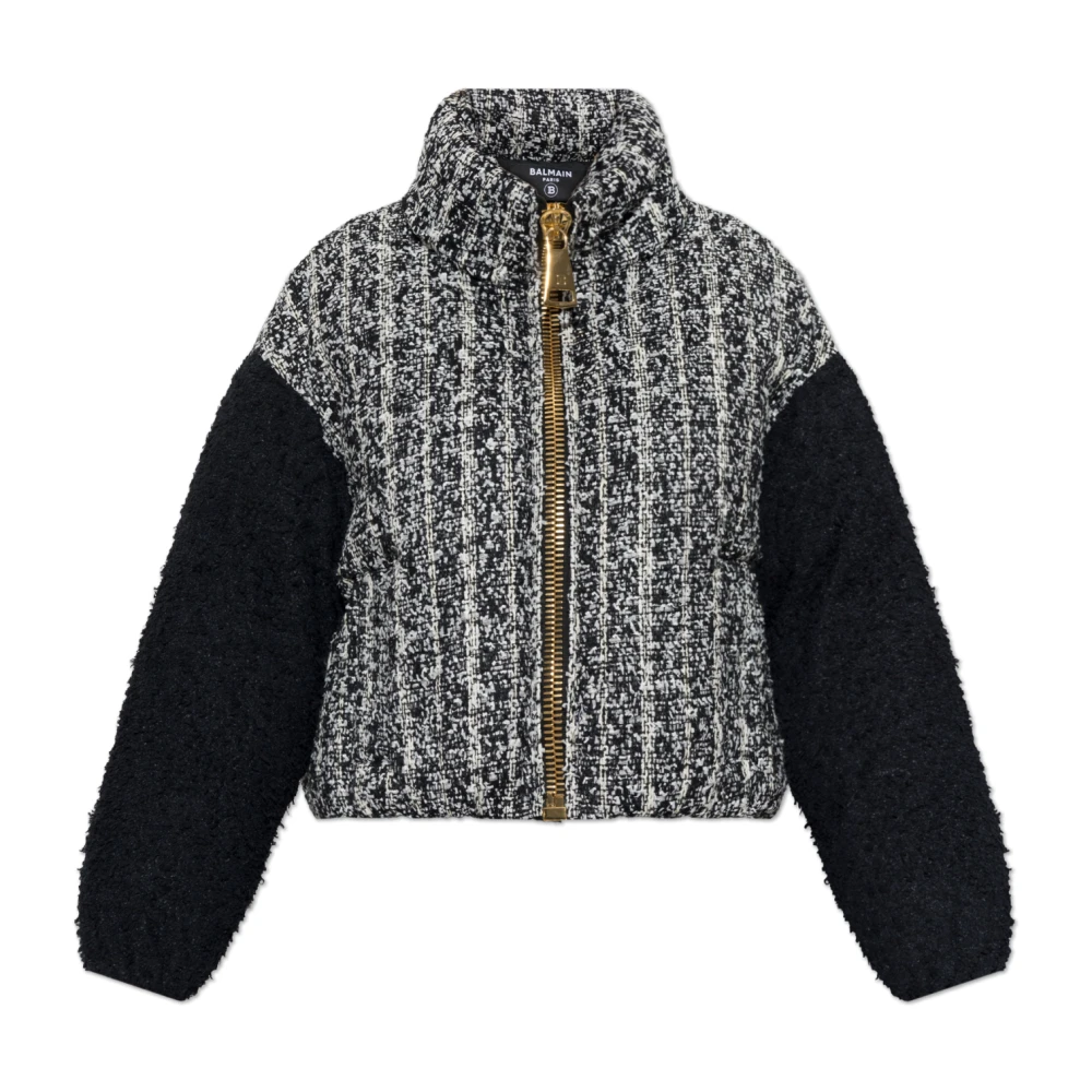 Balmain Kvinno Svart Jackor Dam, 2XS, Tweed, Vadderad Tvåfärgad Tweedjacka