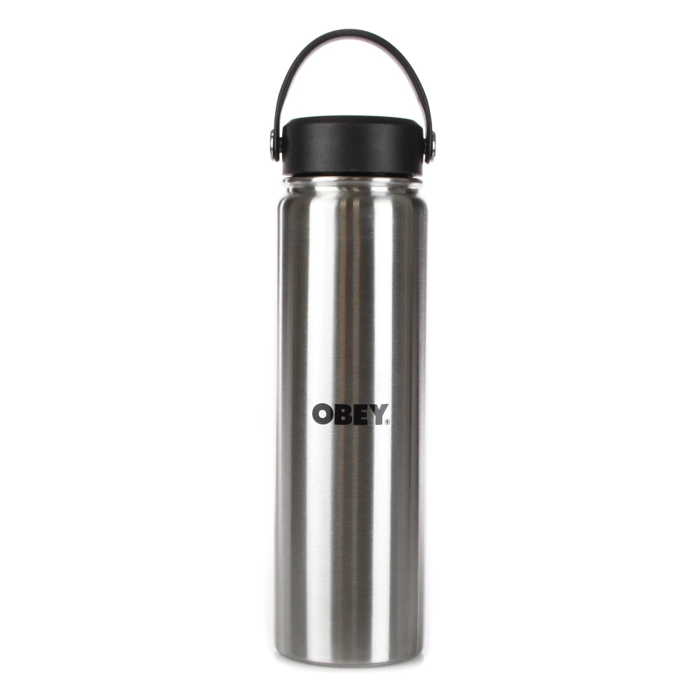 Obey Protestfles Zilver Zwart Roestvrij Staal Gray Heren