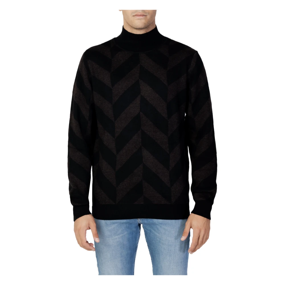 Antony Morato Men's Brown Geometric Knit Jumper Black - Turtlenecks - L - Knitwear