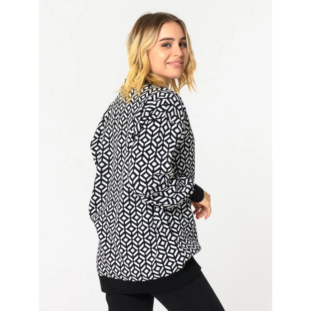 Cesare Gaspari Geometrische Gebreide Vest Black Dames