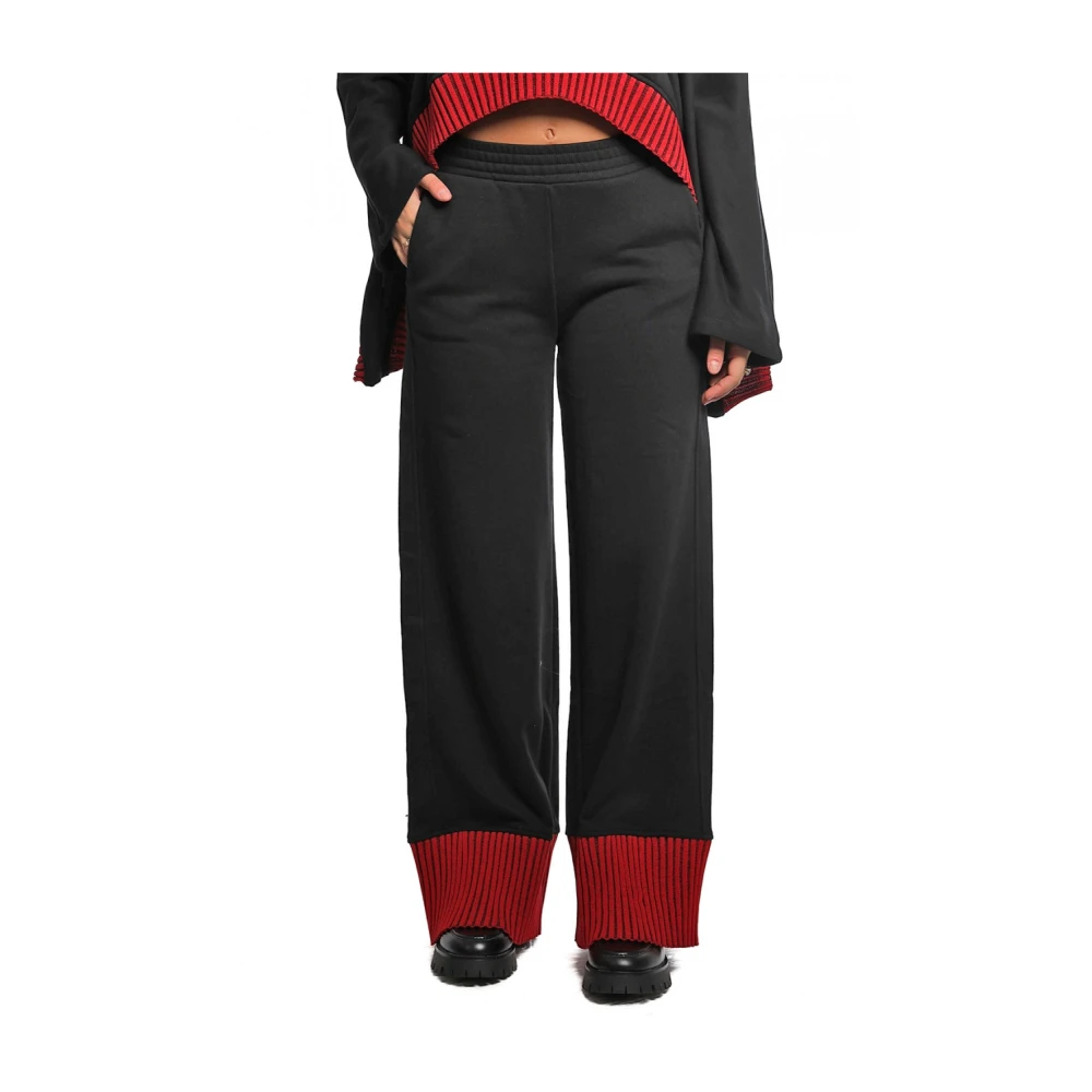 Jijil Rode en zwarte katoenmix broek Black Dames