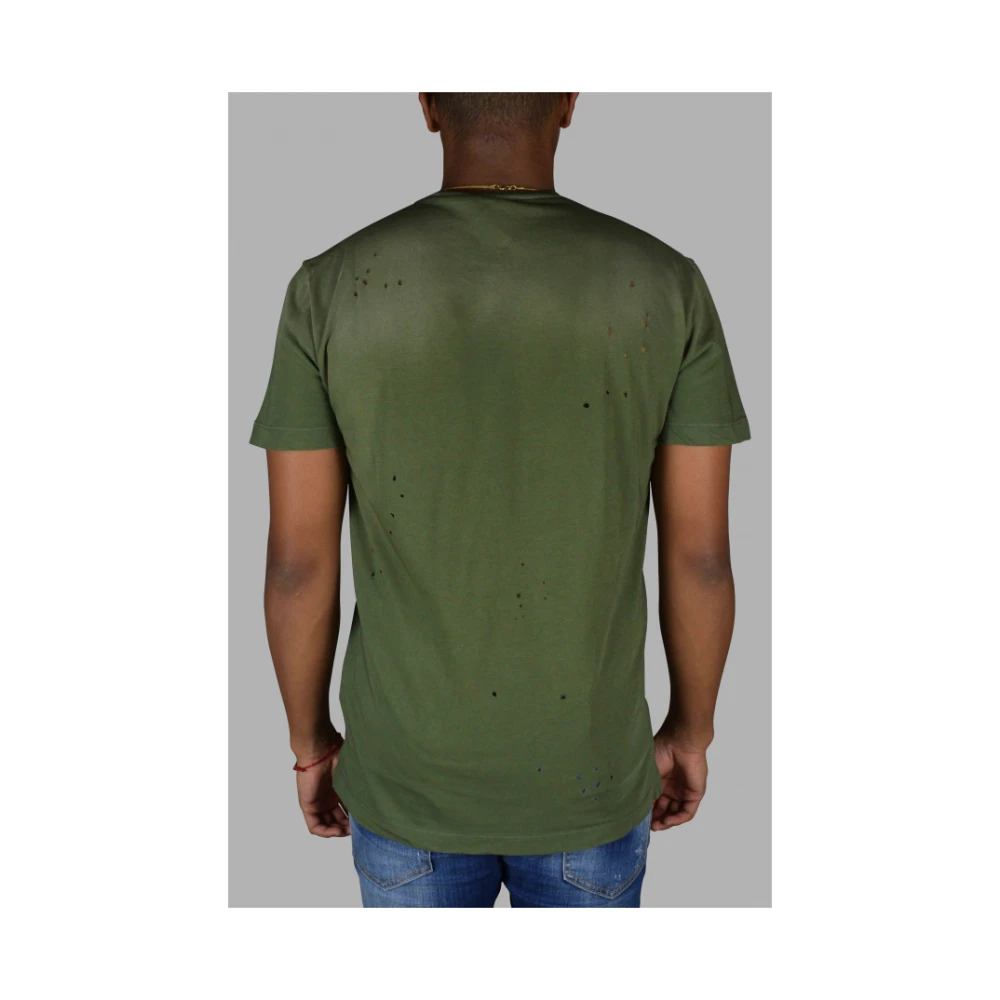 Dsquared2 Khaki Korte Mouw T-Shirt met Bedrukte Inschriften Green Heren