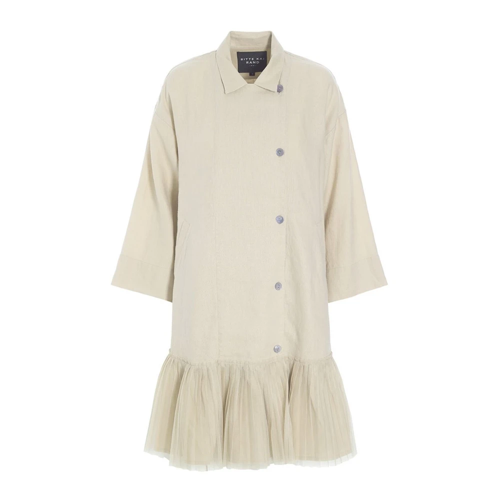 Bitte Kai Rand Oversized Linnen Jurk met Ruche Beige Dames