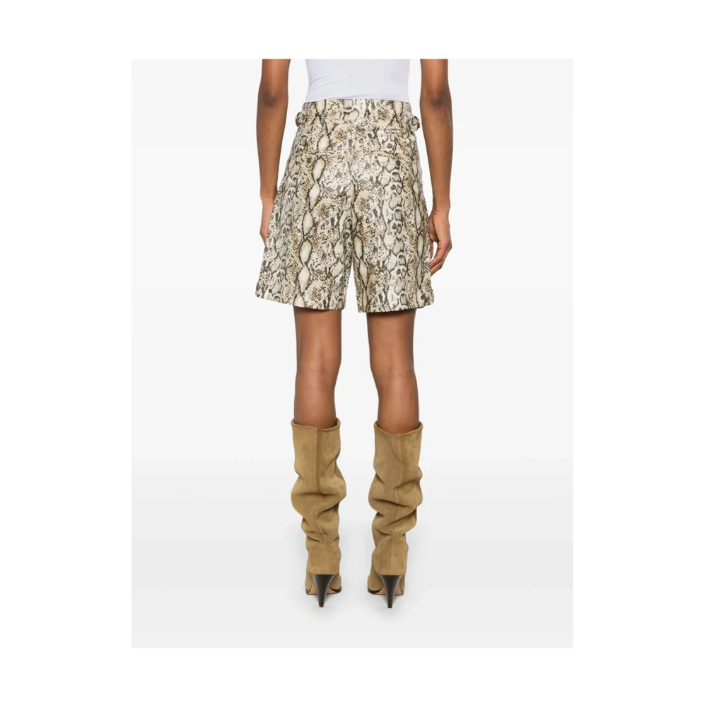 Isabel marant Beige Snake Print Taille Shorts Multicolor Dames