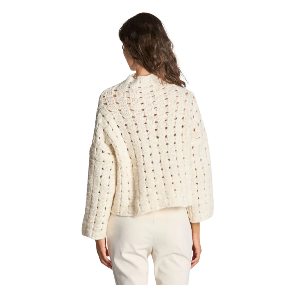Liviana Conti Alpaca en wol trui met ronde hals Beige Dames