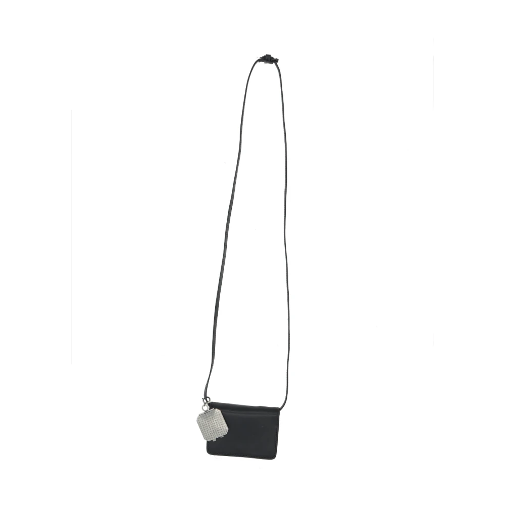 Ann Demeulemeester Zwarte leren creditcardportemonnee Black Dames