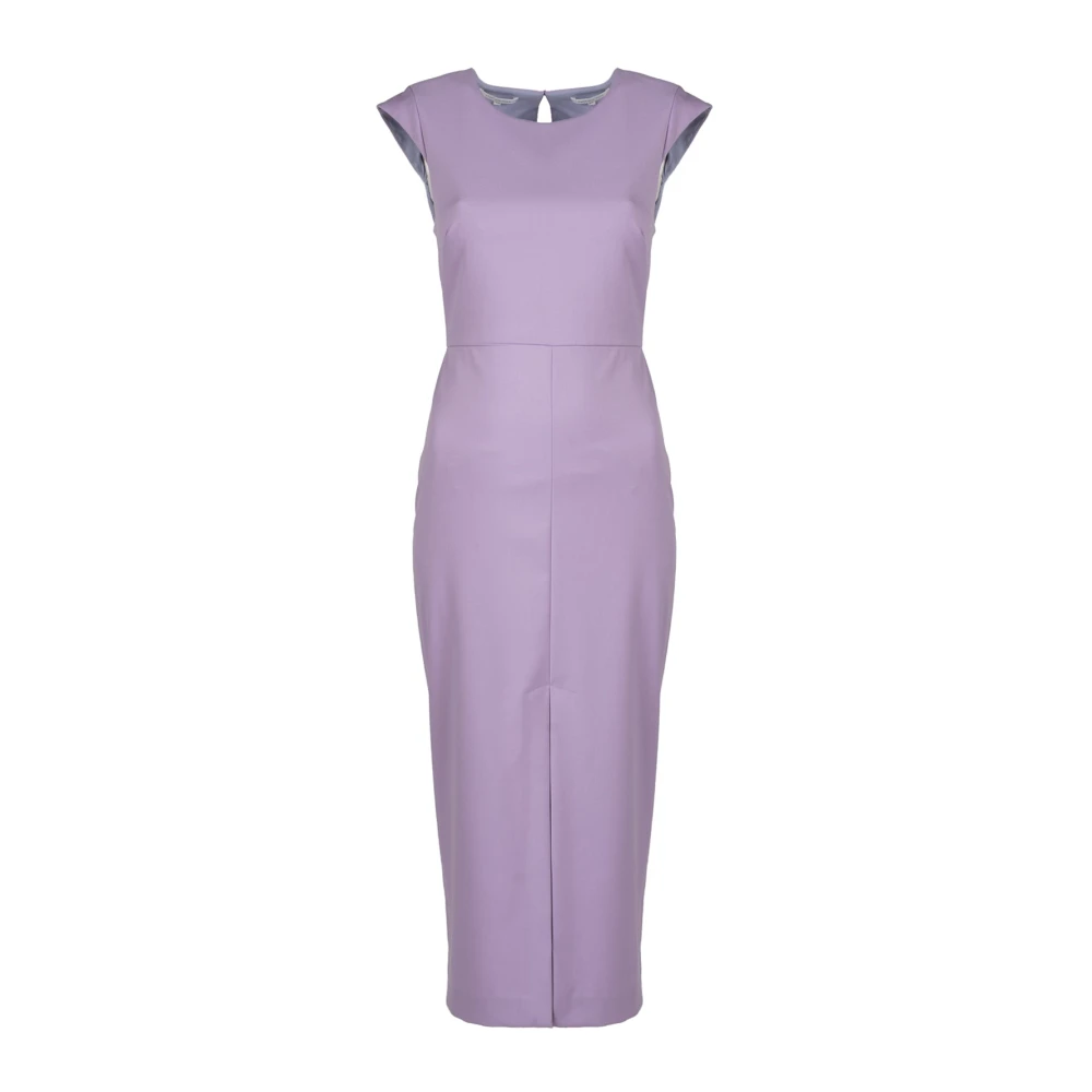 Patrizia Pepe Vrouw Purper Elegante Jurk Met Ronde Hals
