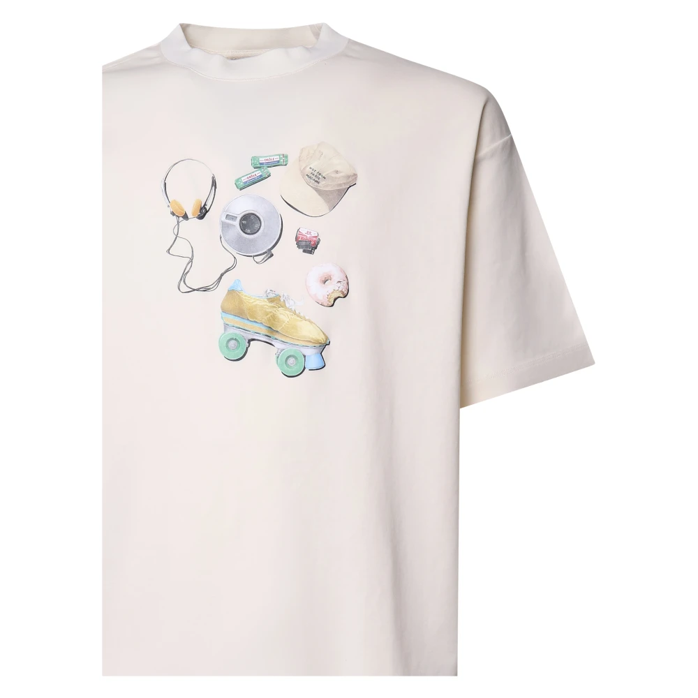 Drole de Monsieur Witte Katoenen T-shirt met Print op de Voorkant White Heren