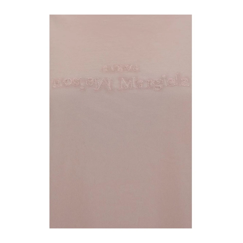 Maison Margiela Monochrome Katoenen T-shirt met Geribbelde Ronde Hals Pink Dames