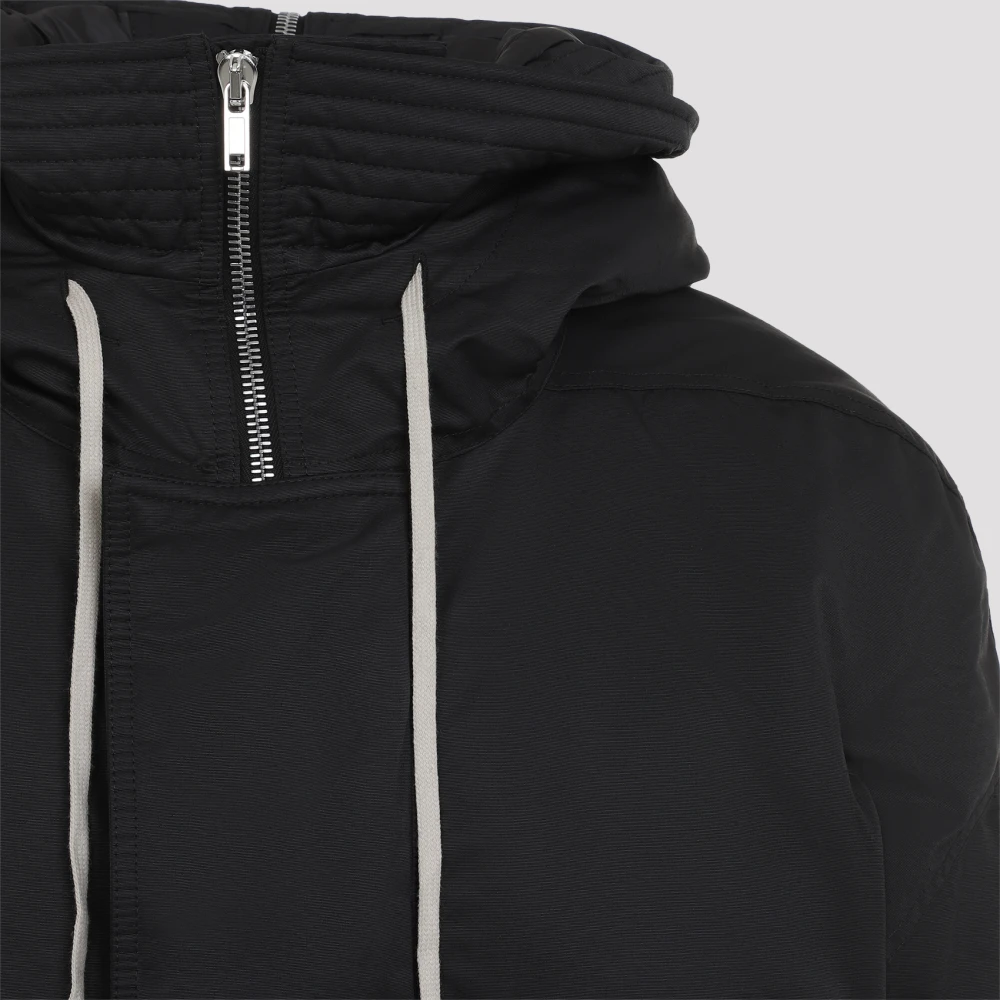 Rick Owens Hooded Long Bomber Black Heren