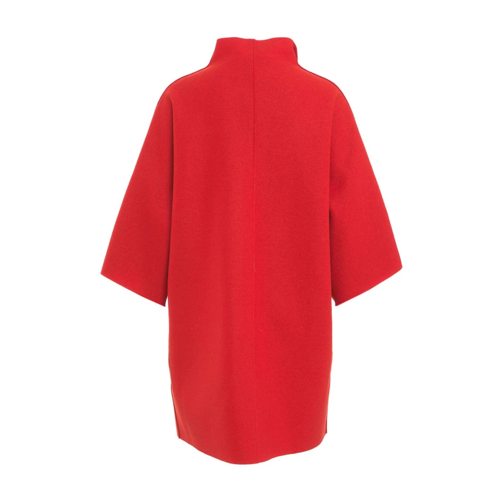 Harris Wharf London Oranje Kimono Wollen Jas Aw24 Red Dames