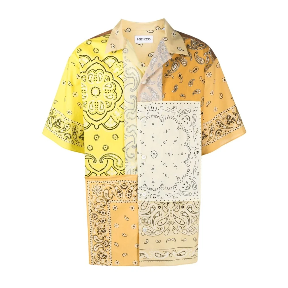 Kenzo Gele Bandana Print Overhemd Yellow Heren