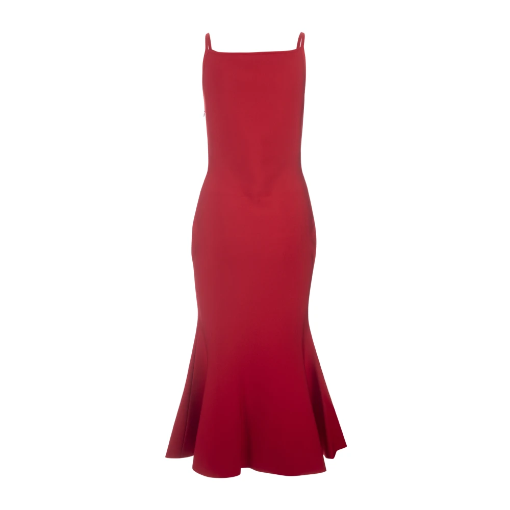 alexander mcqueen Rode Gebreide Midi Jurk Flare Zoom Red Dames