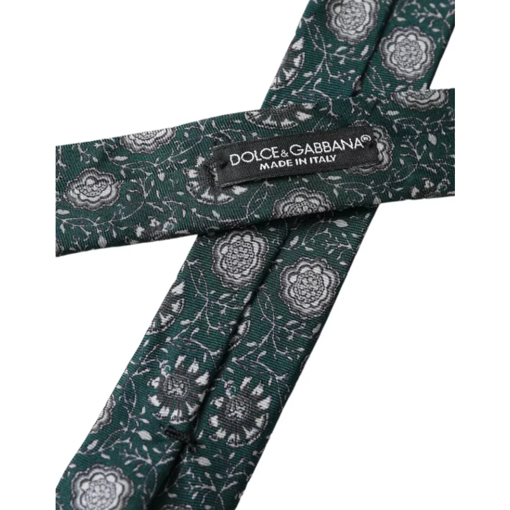 Dolce & Gabbana Groene zijden stropdas met bloemenprint Green Heren