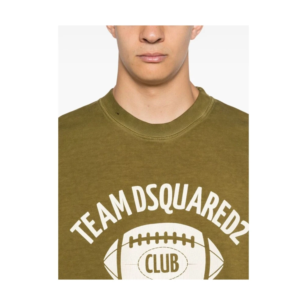 Dsquared2 Groene Sweatshirt met Grafische Print en Ronde Hals Green Heren