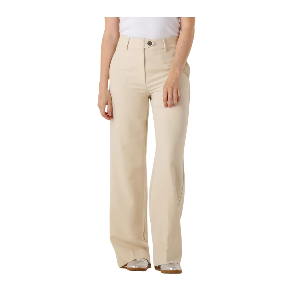 Co'couture Women's Beige Wide Leg Pantalon - Wide Trousers - Xl - Trousers