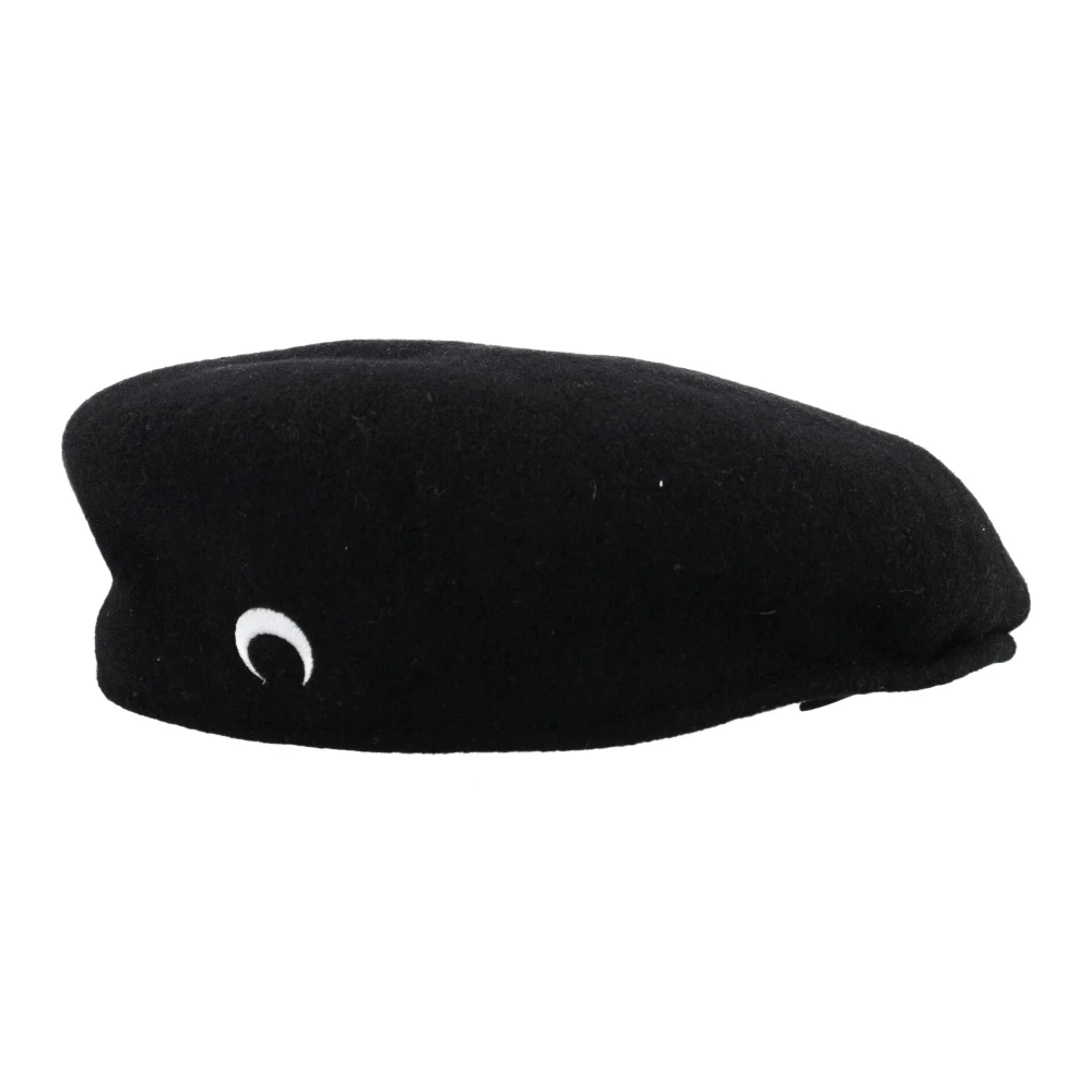 Marine Serre Zwarte wollen Franse Baret Black Unisex