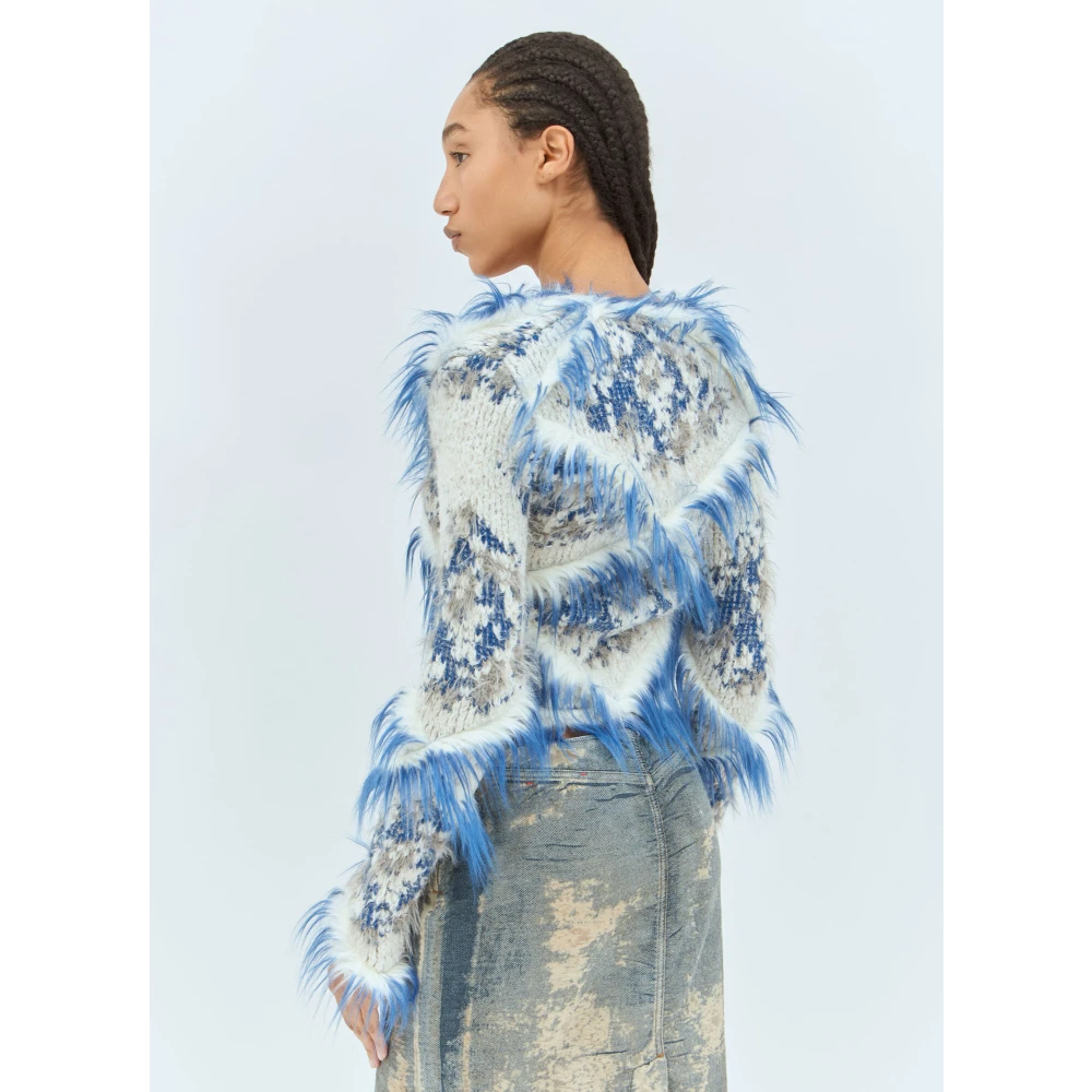 Diesel Fuzzy Gebreide V-Hals Cardigan Blue Dames