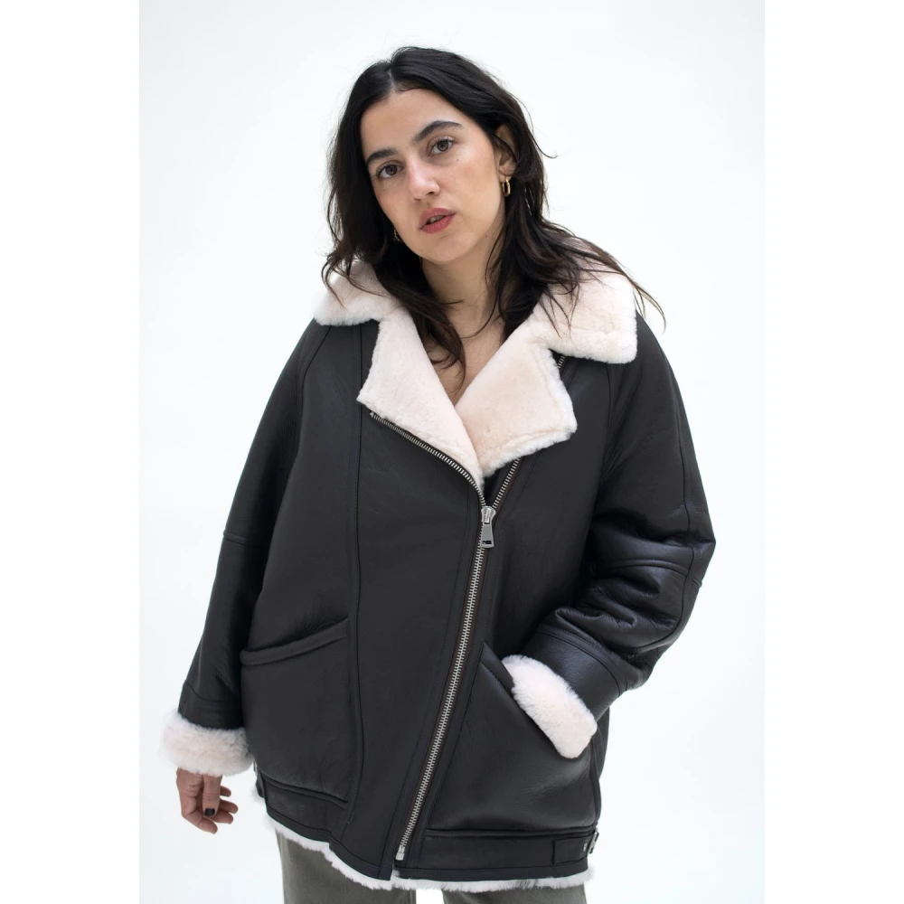 Just Things we Like Shearling jas Black Dames