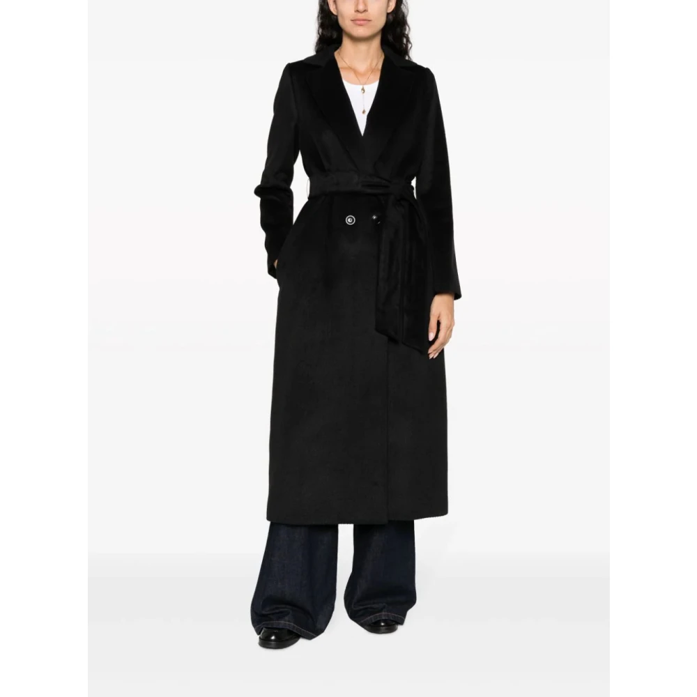 Twinset Lange Wollen Jas Black Dames