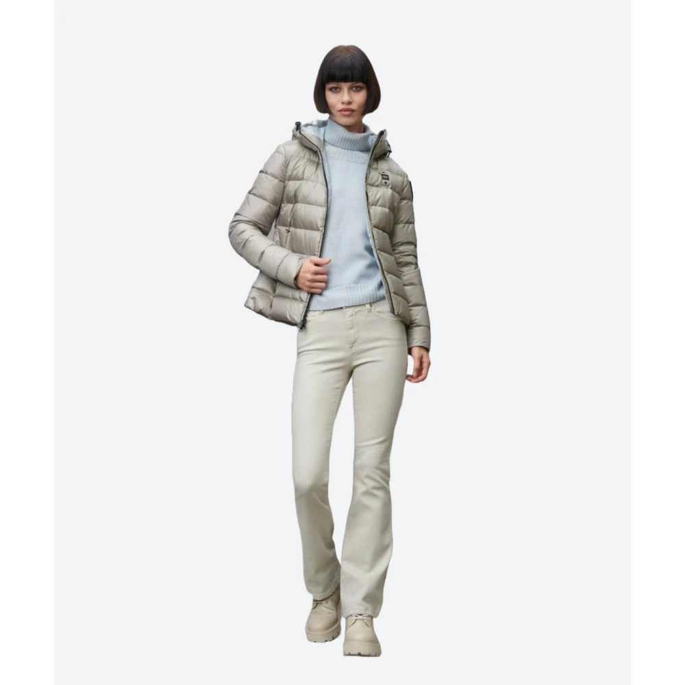 Blauer Capuchon Charme Gewatteerde Jas Gray Dames
