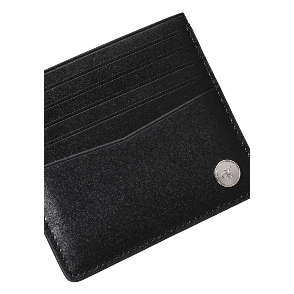 Calvin Klein Zwarte Leren Heren Portemonnee Effen Black Heren