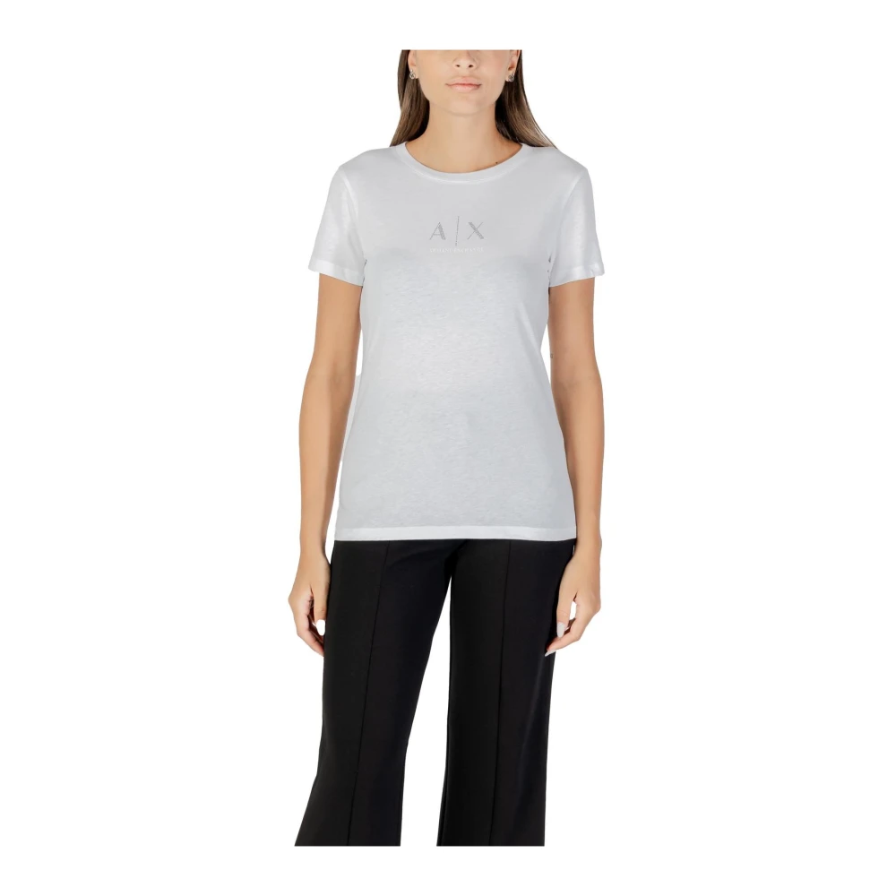 Armani Exchange Women's White Printed Round Neck Cotton Boots