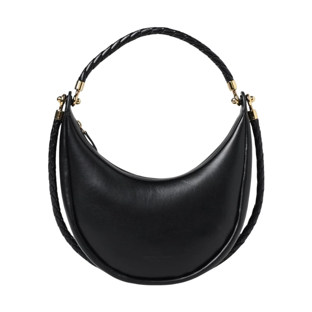 Bottega Veneta Women's Black Braided Handle Leather Crescent Bag