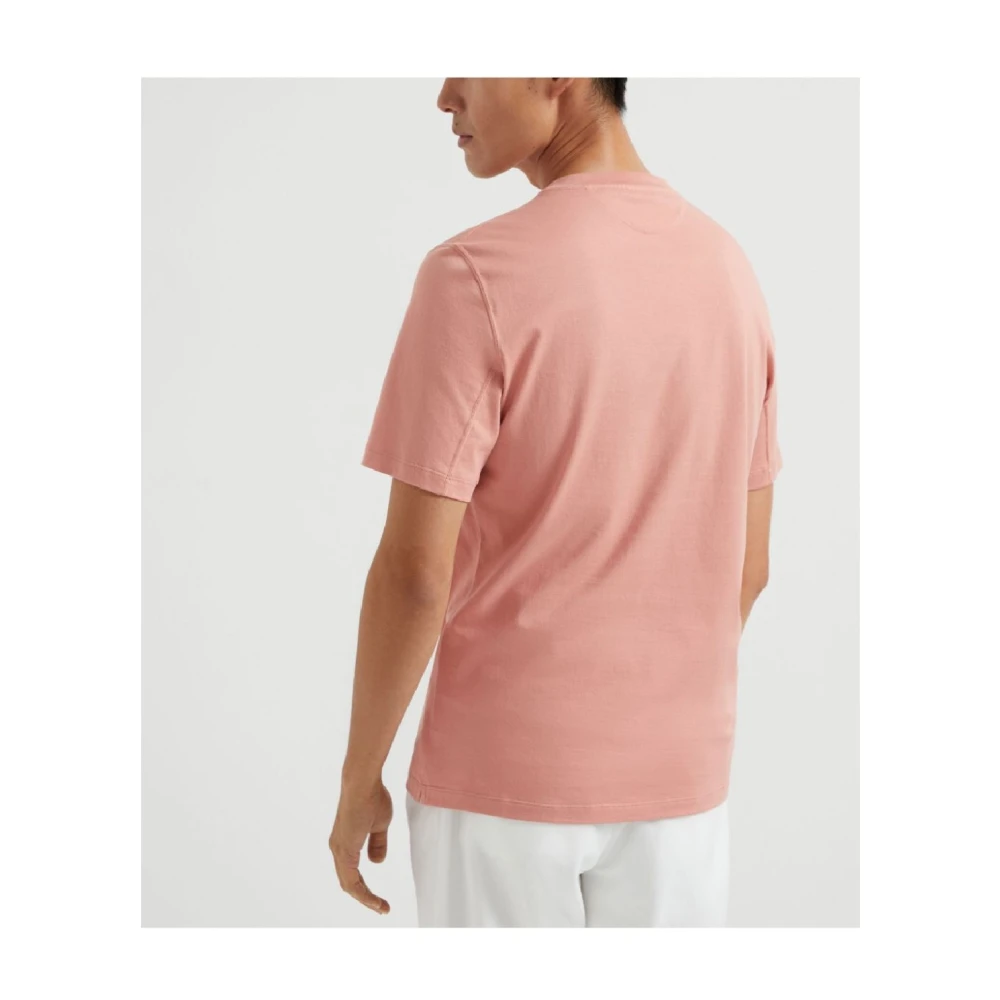 BRUNELLO CUCINELLI Bedrukte Crew Neck T-Shirts Pink Heren