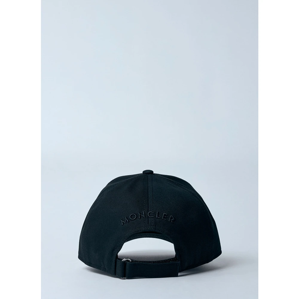 Moncler Katoenen Twill Logo Baseballpet Black Heren