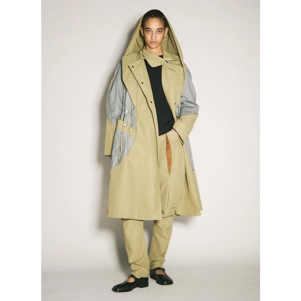 Kiko Kostadinov Contrastpanel Hooded Trenchcoat Green Dames
